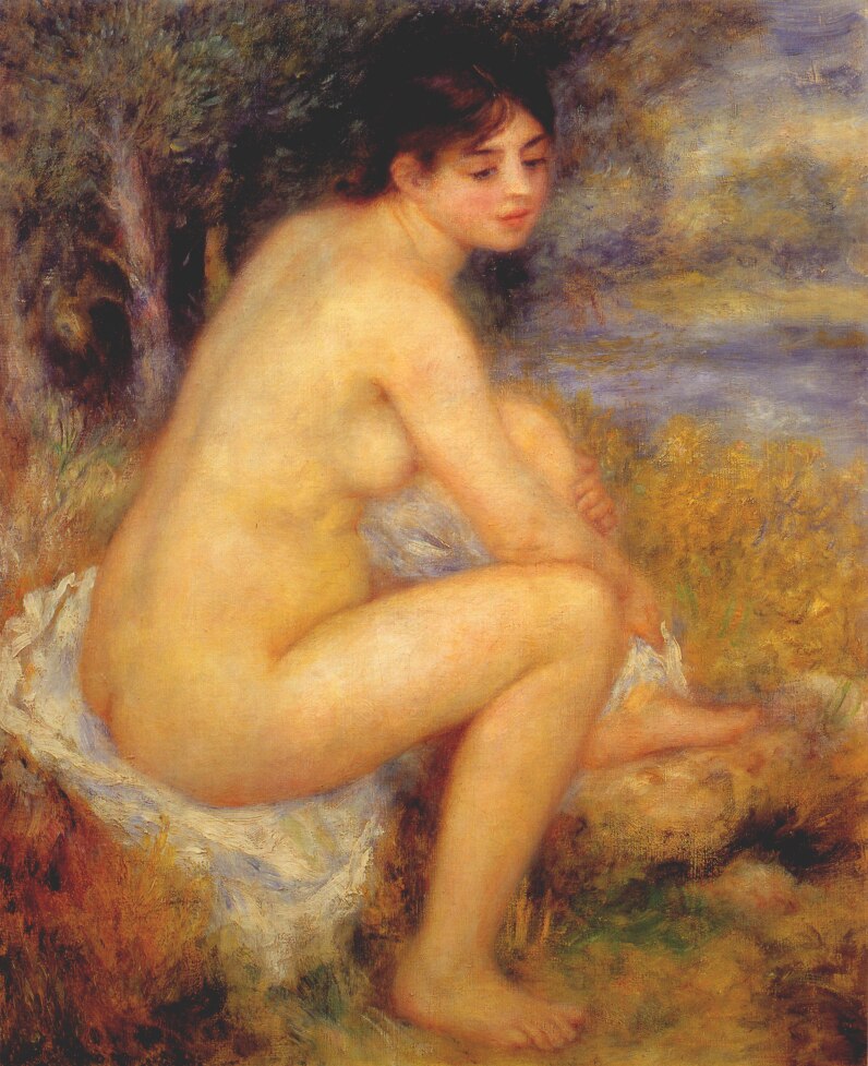 Nude in a landscape - Pierre-Auguste Renoir painting on canvas
